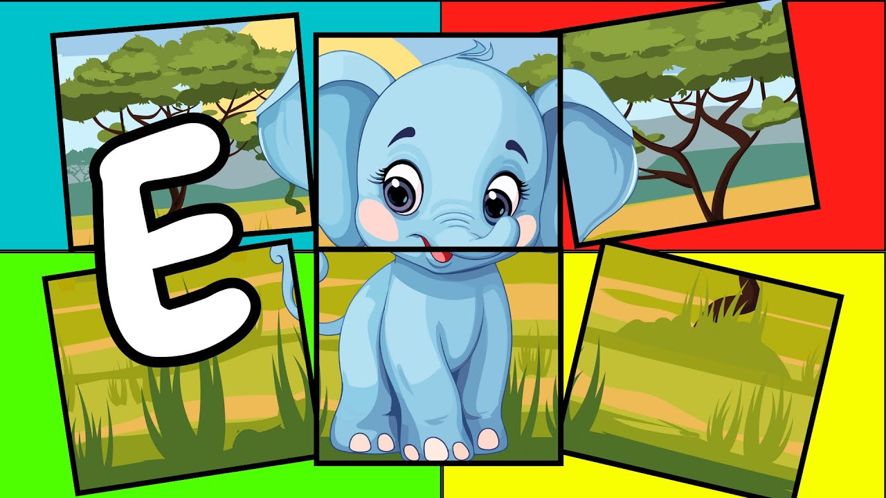 Atividade para crianças - Quebra-cabeça: animais - Aprender as vogais - Aprender a ler e escrever