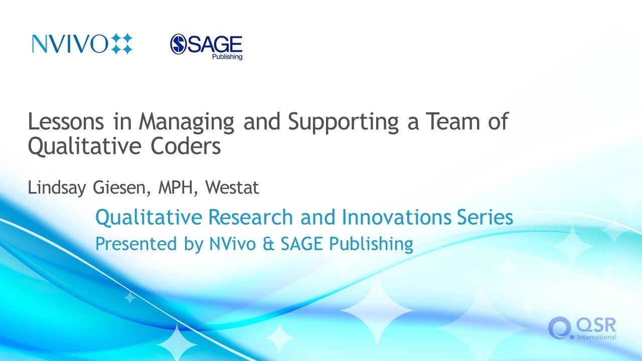Webinar: Lessons in managing and supporting a team of qualitative coders