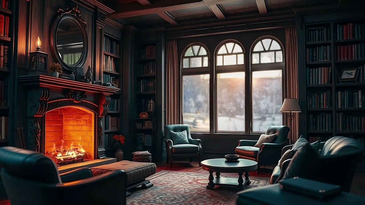 Snow & Fireplace Sounds for Deep Sleep | Cozy Winter Ambience | No Music (8 Hours)