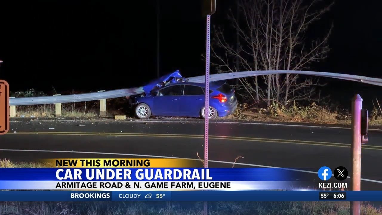 Car Crashes Under Guardrail