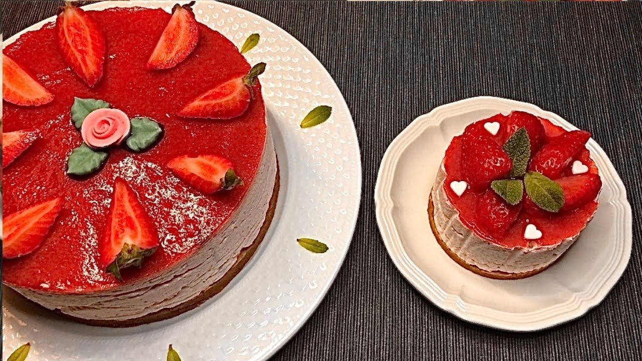 Dessert gâteau mousse aux fraises 🍓recette facile - Strawberry mousse cake easy recipe