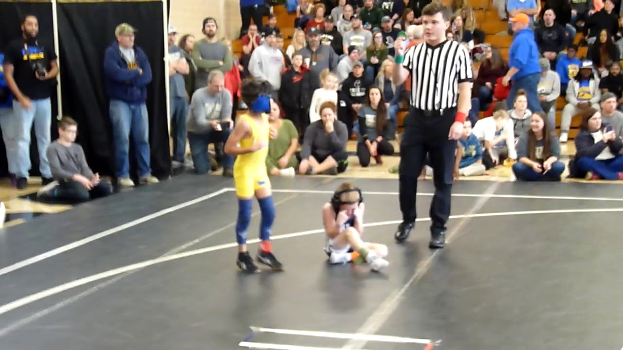 Youth Wrestler Kam God 7 year old 49.1 pds Westinghouse Bulldogs Jr. Wrestling 1st Match Ever 2019