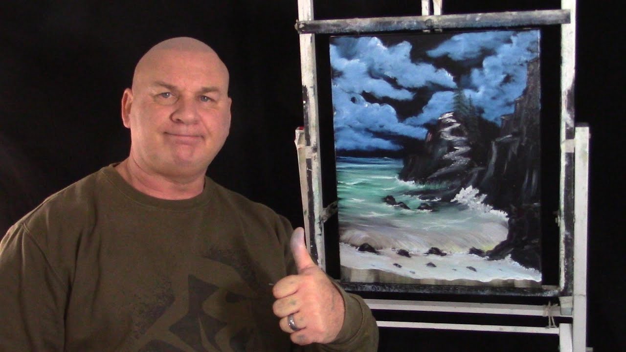 How to paint a Evening Seascape. #BobRoss #Art #oilpainting