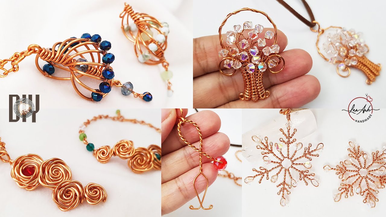 Simple pendant jewelry making from copper wire and beads