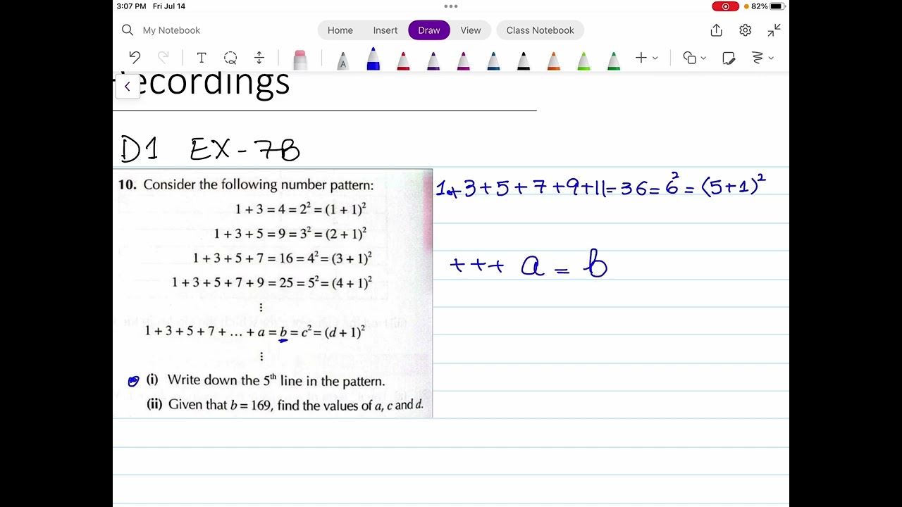 Q10 || Ex 7B || D1 || Number Patterns || 7th edition