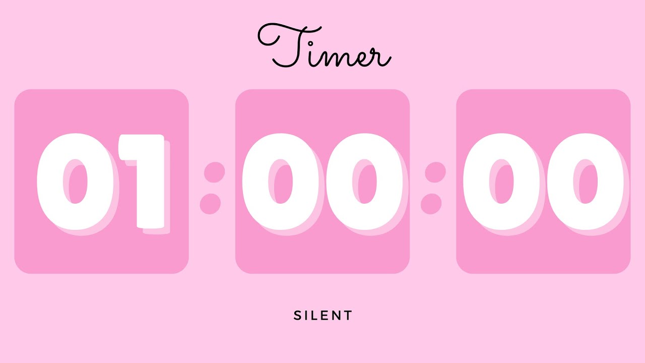 💖 1 Hour Silent Timer with Cute Ending Alarm | Barbie Timer