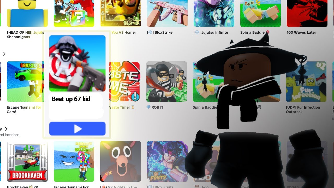 Playing random games on Roblox