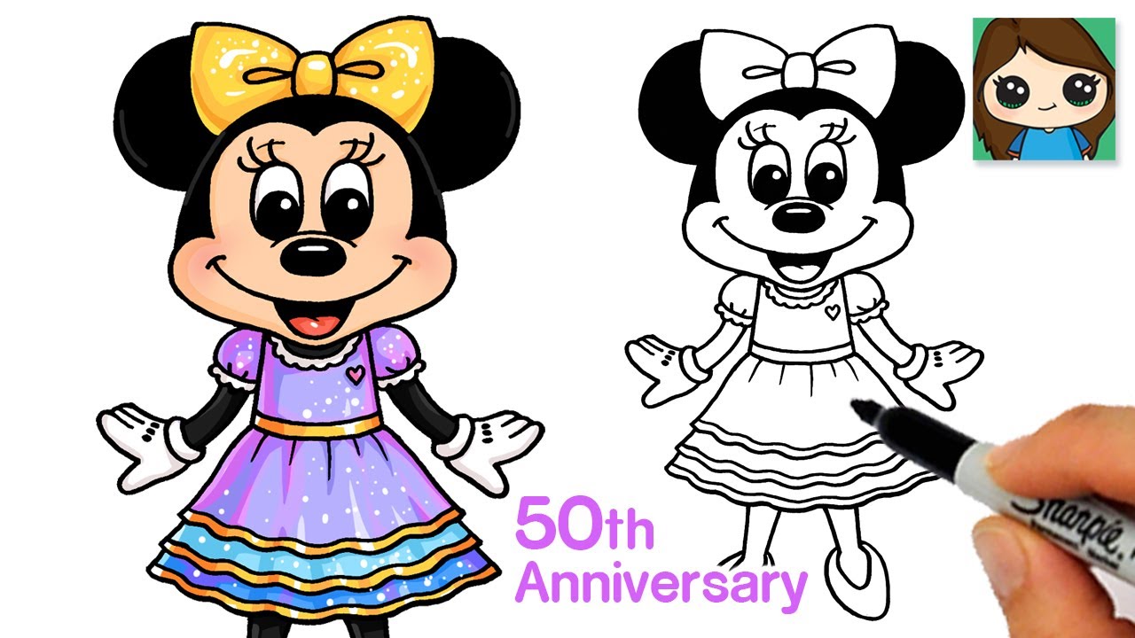 How to Draw Minnie Mouse | Disney World 50th Anniversary