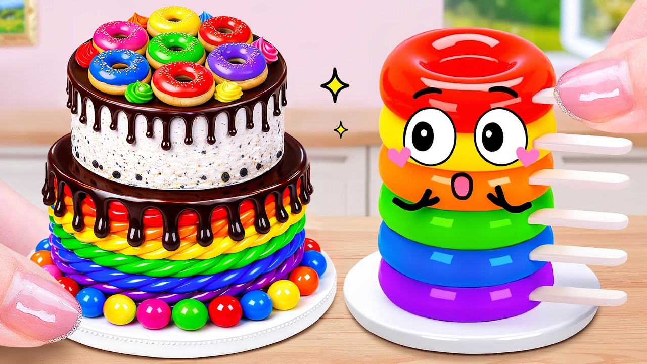 Surprise Rainbow Donut Chocolate Cake 🌈 ASMR Satisfying Mini Cake Decorating Tutorials 🍭 Cake Corner