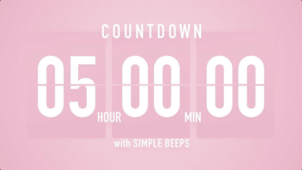 5 Hour Countdown Timer 🌸 Flip Clock with Simple Beeps 🔔