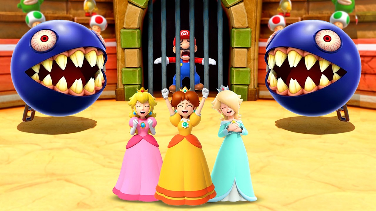 Mario Party Series All 1vs3 Minigames - Is Mario Strong Enough to Beat 3 Princesses?