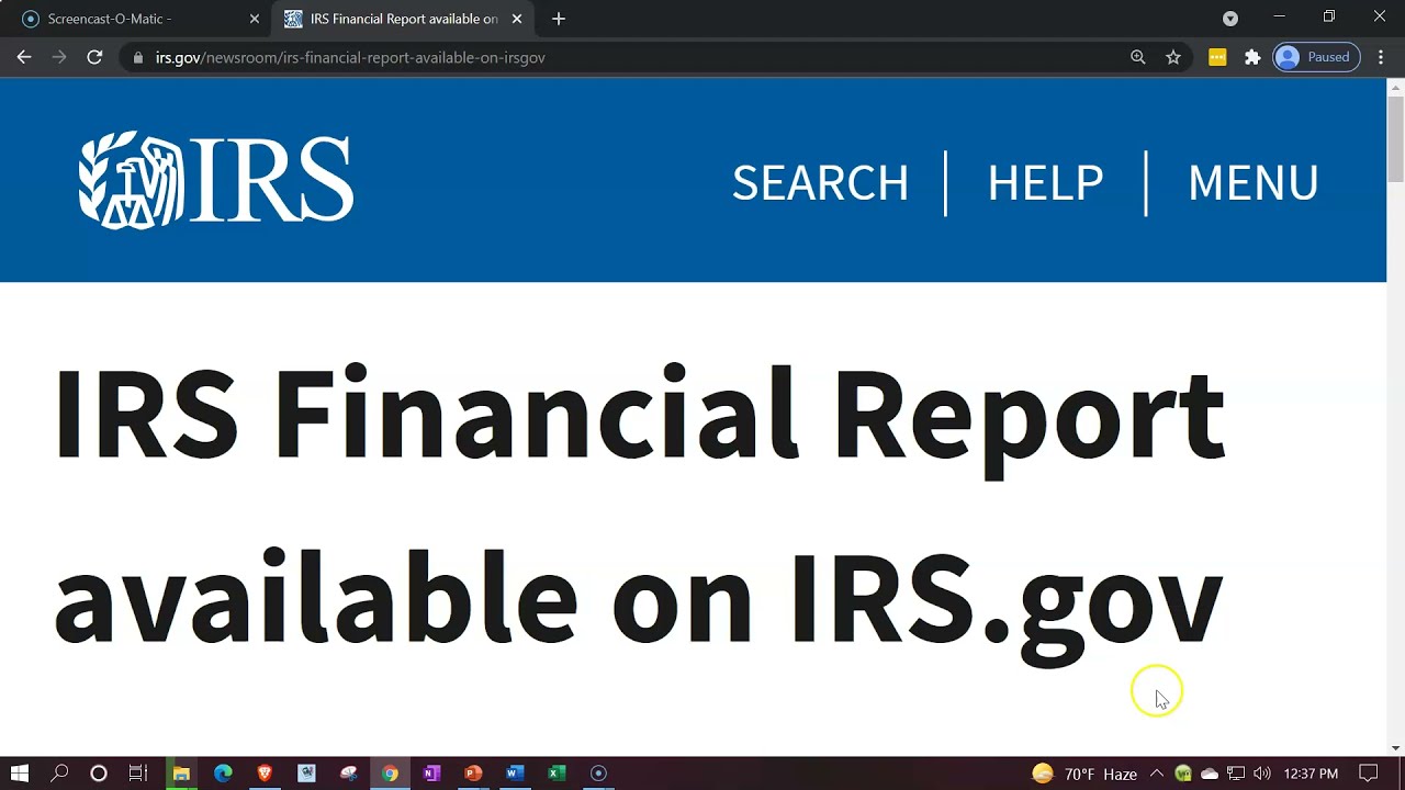 IRS Financial Report available on IRS.gov