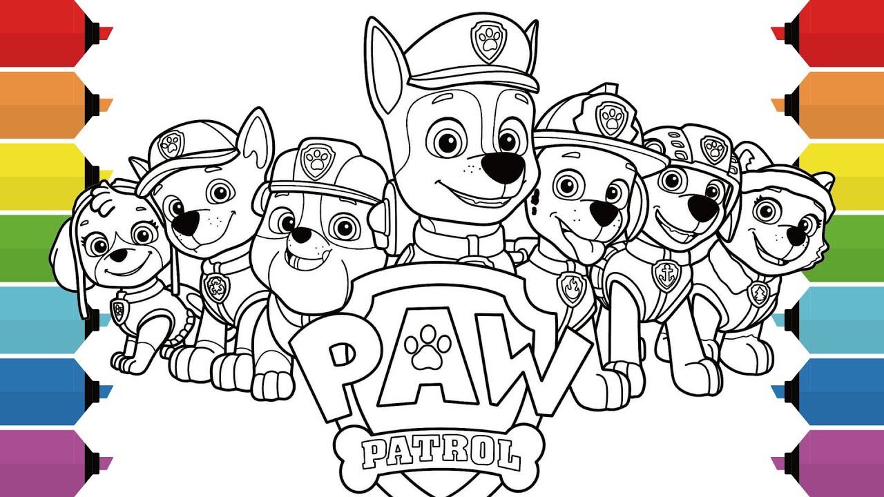 PAW Patrol Coloring Pages | How to Draw Paw Pups for Kids | Chase Marshall Rocky Skye Rubble Zuma