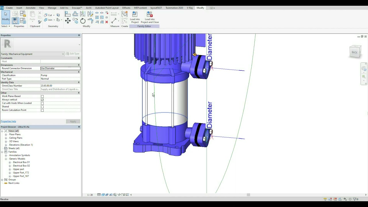 OGGETTO BIM POMPA PENTAX ULTRA 9V NATIVO AUTODESK REVIT 2018