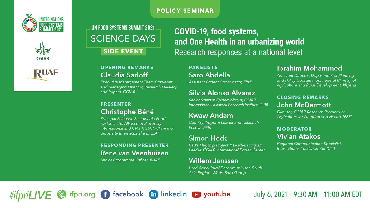 UNFSS Science Days Side Event: COVID-19, food systems, and One Health in an urbanizing world