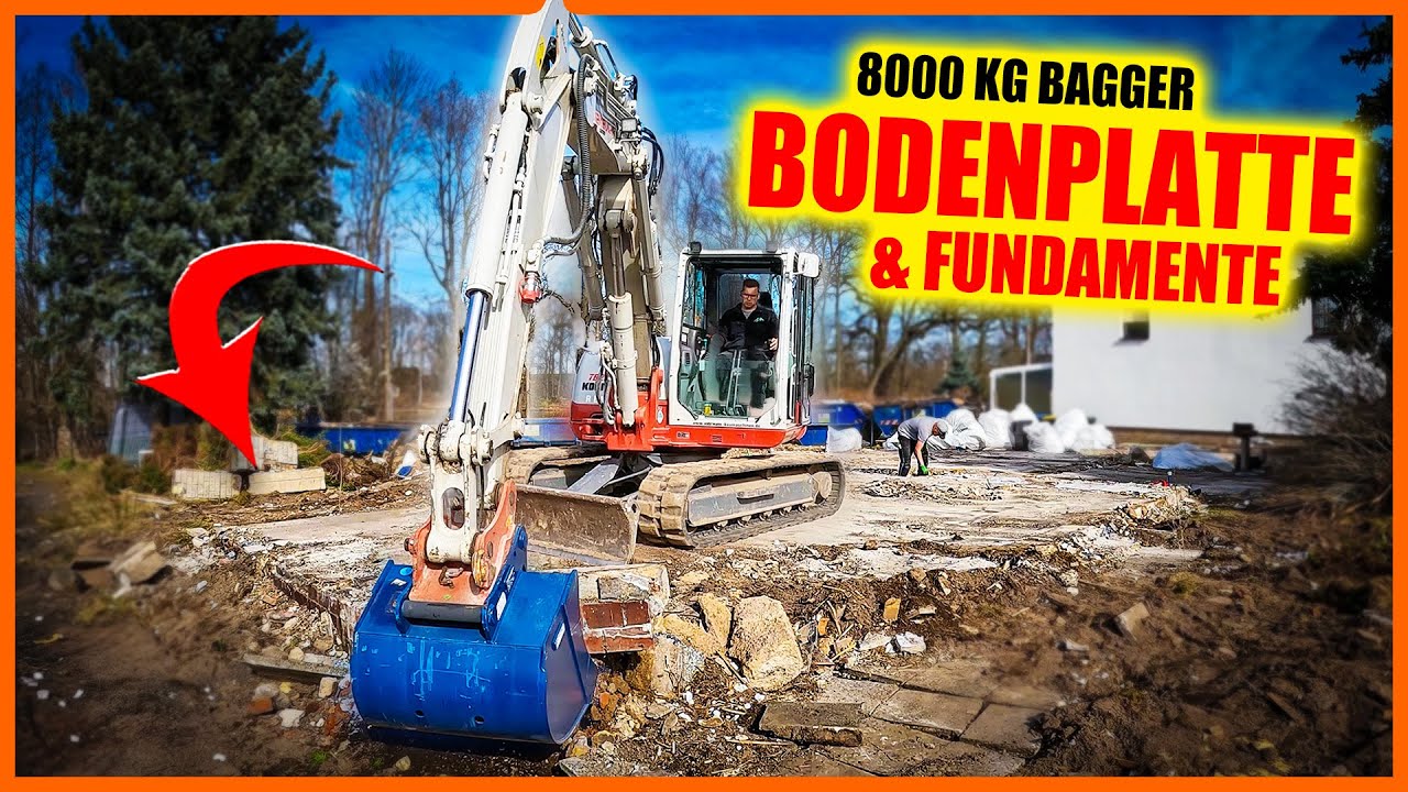 BODENPLATTE & FUNDAMENT mit 8000 KG Bagger abreißen! | Home Build Solution