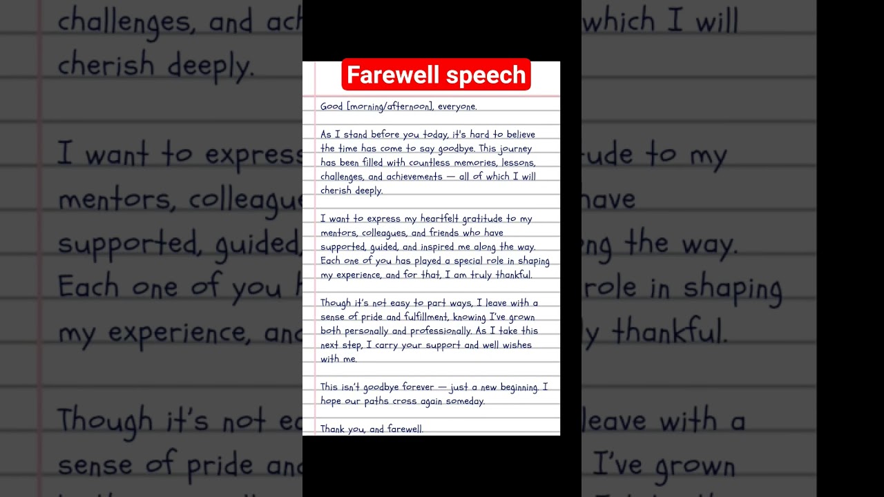 farewell speech #farewell #farewellspeech
