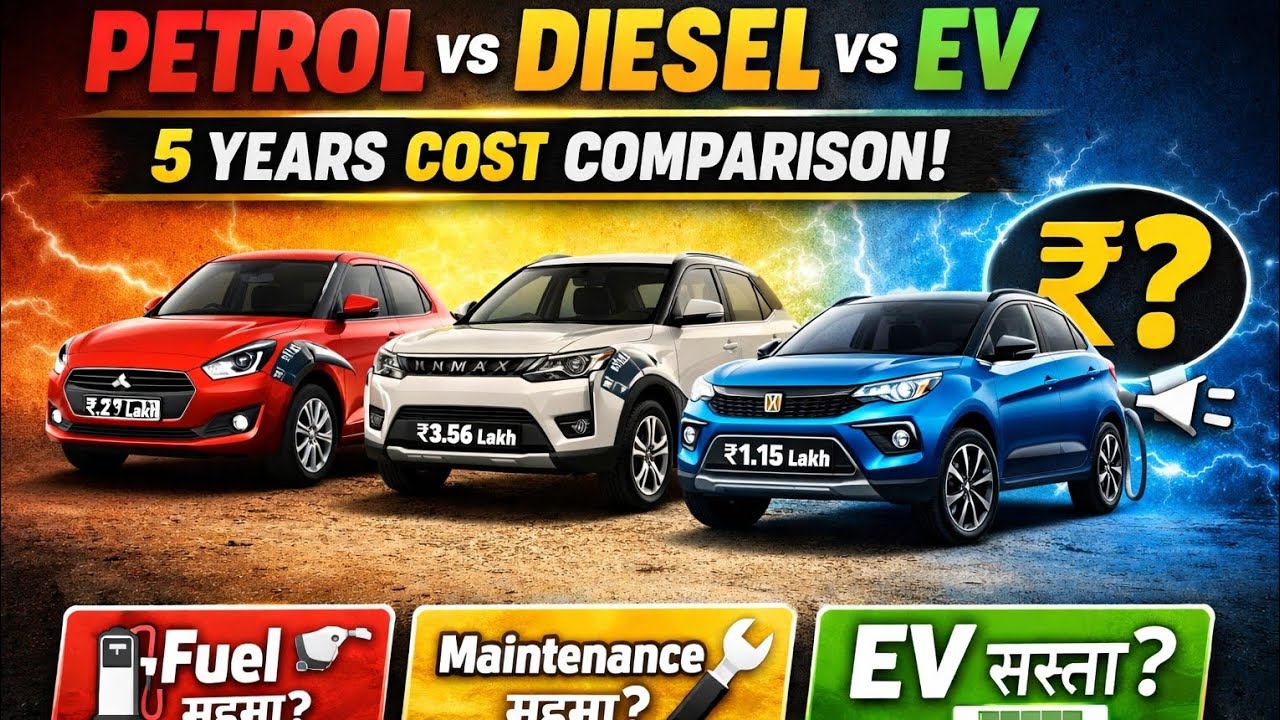Petrol, Diesel ya EV? 5 Saal Mein Kaunsi Car Best Hai Indian Buyers Ke Liye?