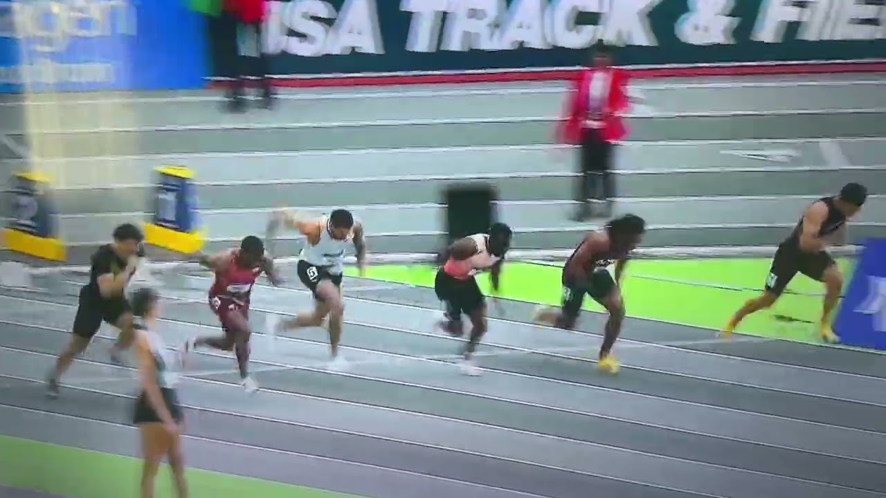 Dillon Mitchell High School Sprinter Vs Pro&rsquo;s At US Indoors Runs WR U18 60m 6.59 #trackandfield 