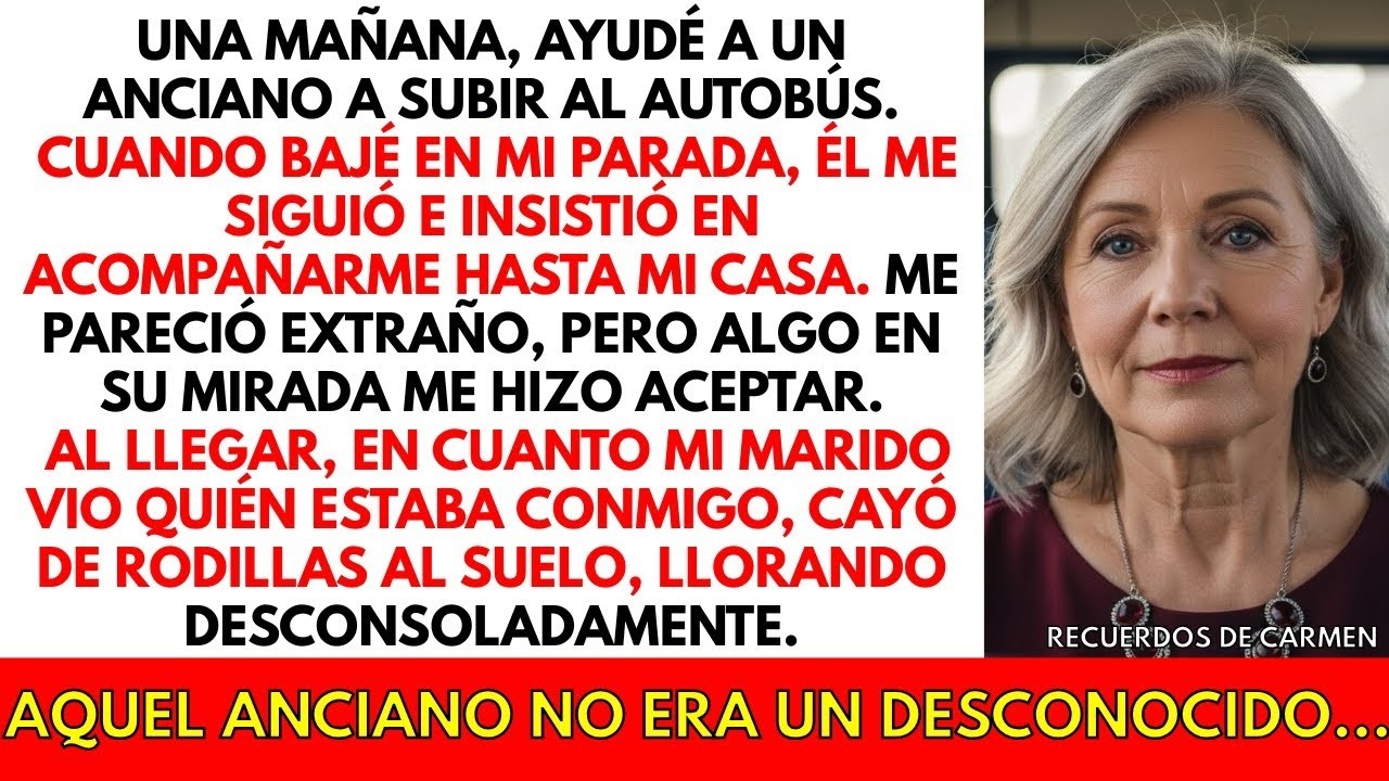 Ayudé a un anciano a subir al autobús — cuando mi marido lo vio, cayó de rodillas llorando