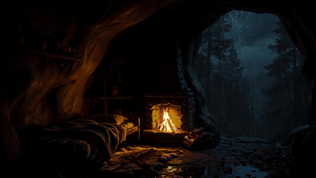 Cave Rain Sounds for Sleeping | Deep Sleep ASMR in a Dark Cozy Cave