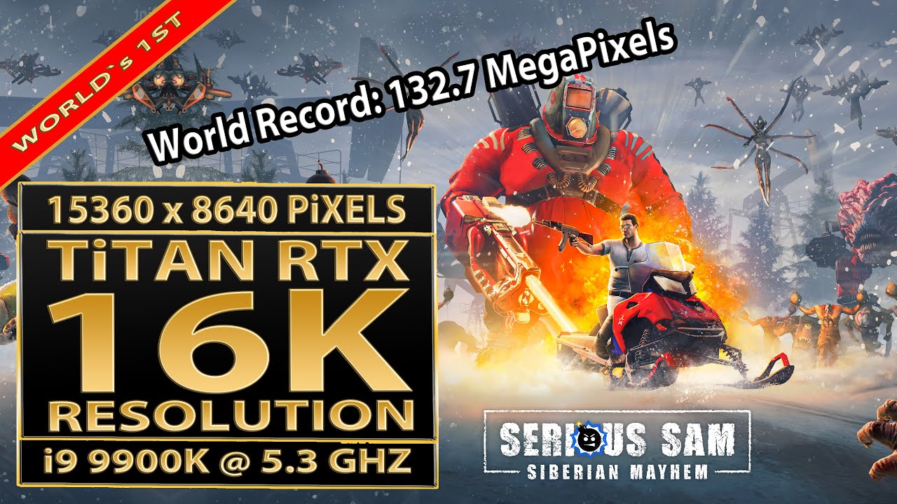 Serious Sam Siberian Mayhem | 16K UHD | Бенчмарк 16K (15360x8640 пикселей) | Titan RTX | Геймплей...