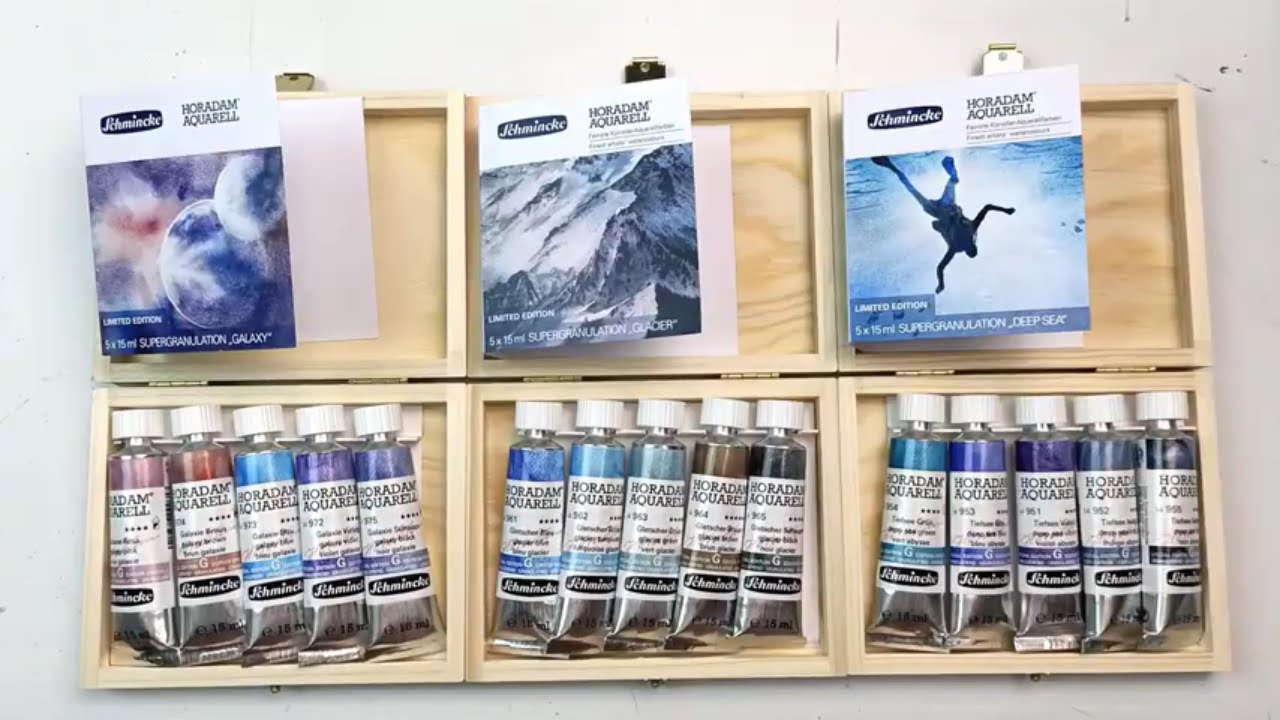 Schmincke Supergranulation Watercolours Review! Galaxy, Glacier & Deep Sea. Swatching & 3 Paintings