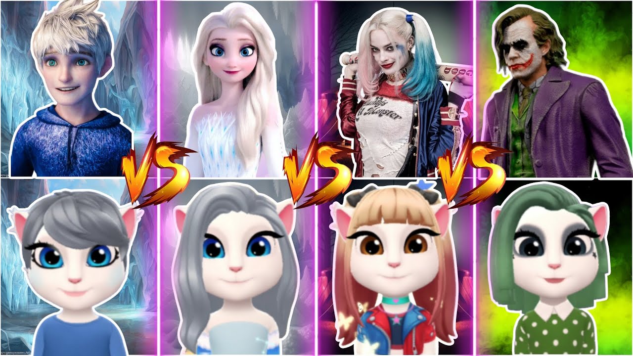 🌸My talking Angela 2🔥 || Jack Frost vS Elsa vS Harley Quinn vS Joker || cosplay