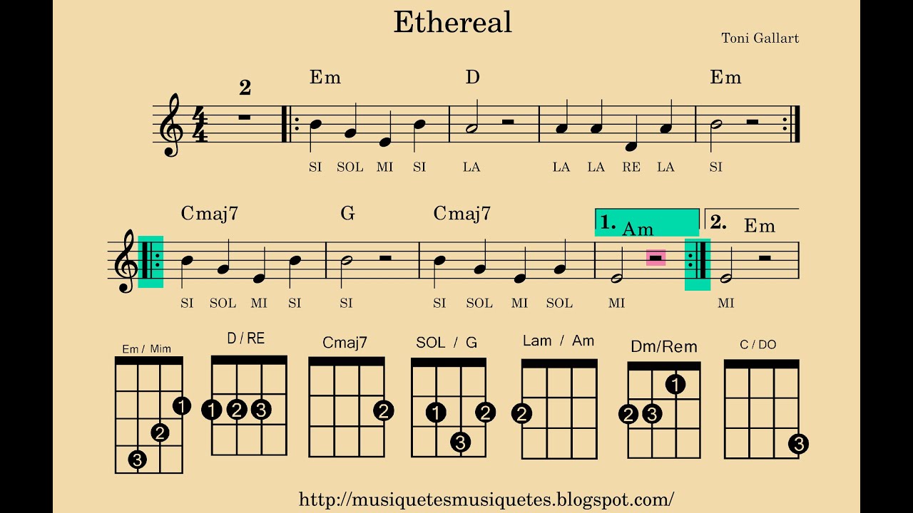Ethereal. Notes: mi - do'. Instruments en Do.