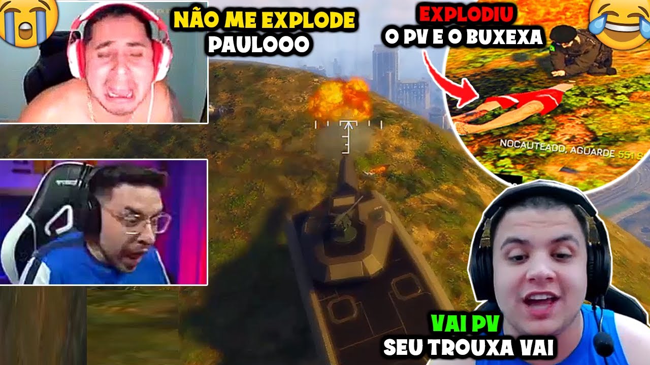 PAULINHO O LOKO EXPLODIU O PVFRANGO E O BUXEXA COM TANQUE DE GUERRA E ELES TENTARAM SE VINGAR!GTA RP
