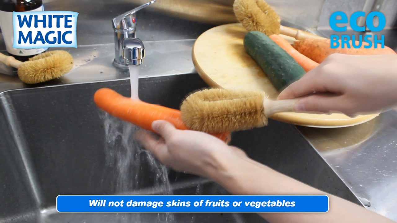 White Magic Coconut Bristle Vegetable and Fruit Washing  Brush
