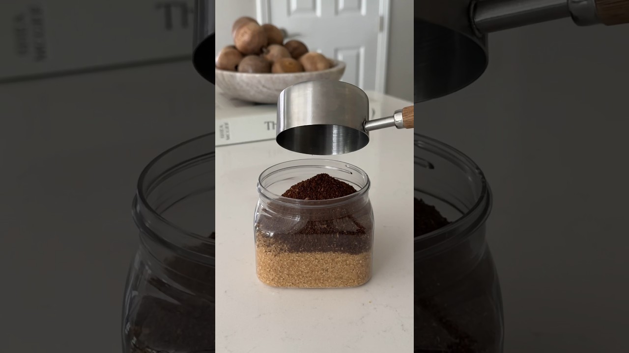 DIY coffee sugar scrub #asmr #asmrsounds #satisfying #diy #bodyscrub #aesthetic #thatgirl #viral