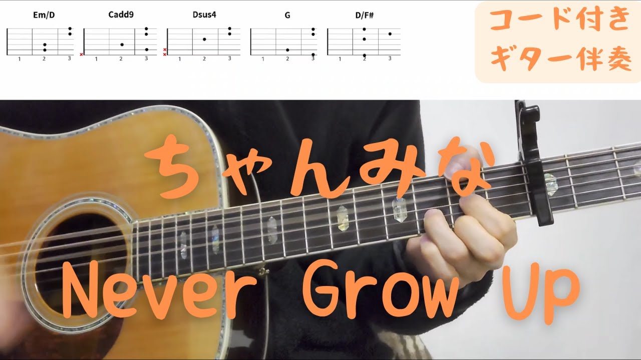 【ギターコード付き】ちゃんみな/Never Grow Up【アコギ弾いてみた】