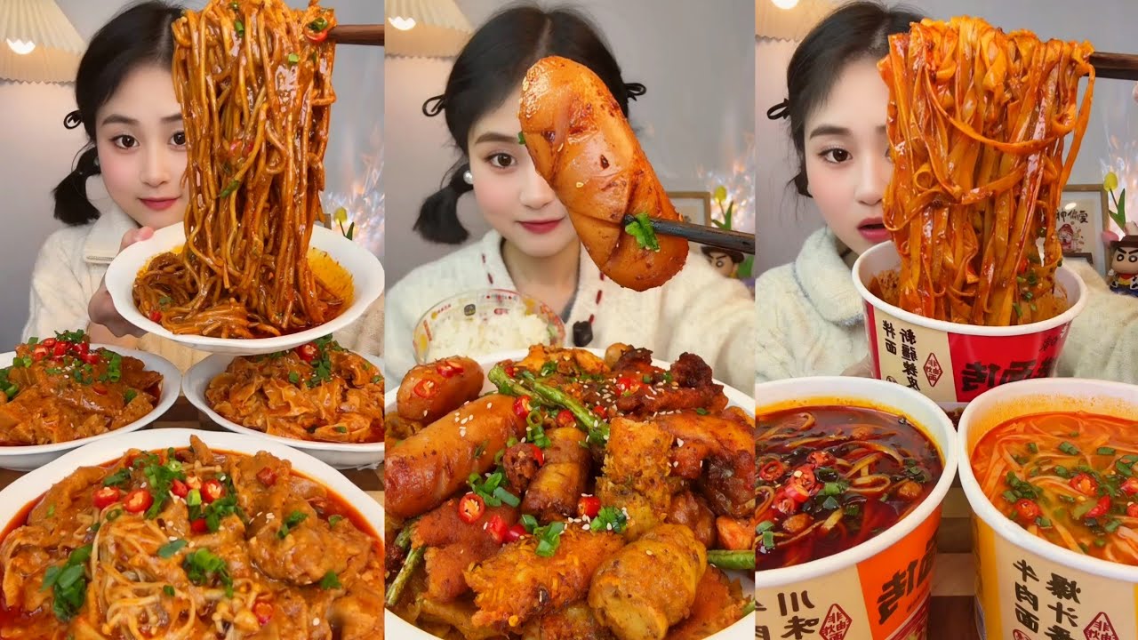 ASMR EATING SPICY AND HOT Korean Noodles 먹방 | Chinese Spicy Food ASMR 중국먹방 | ASMR Eating Video