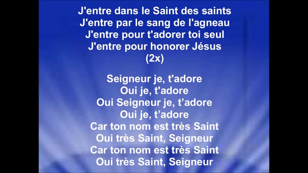 J'ENTRE DANS LE SAINT DES SAINTS - El Shammah