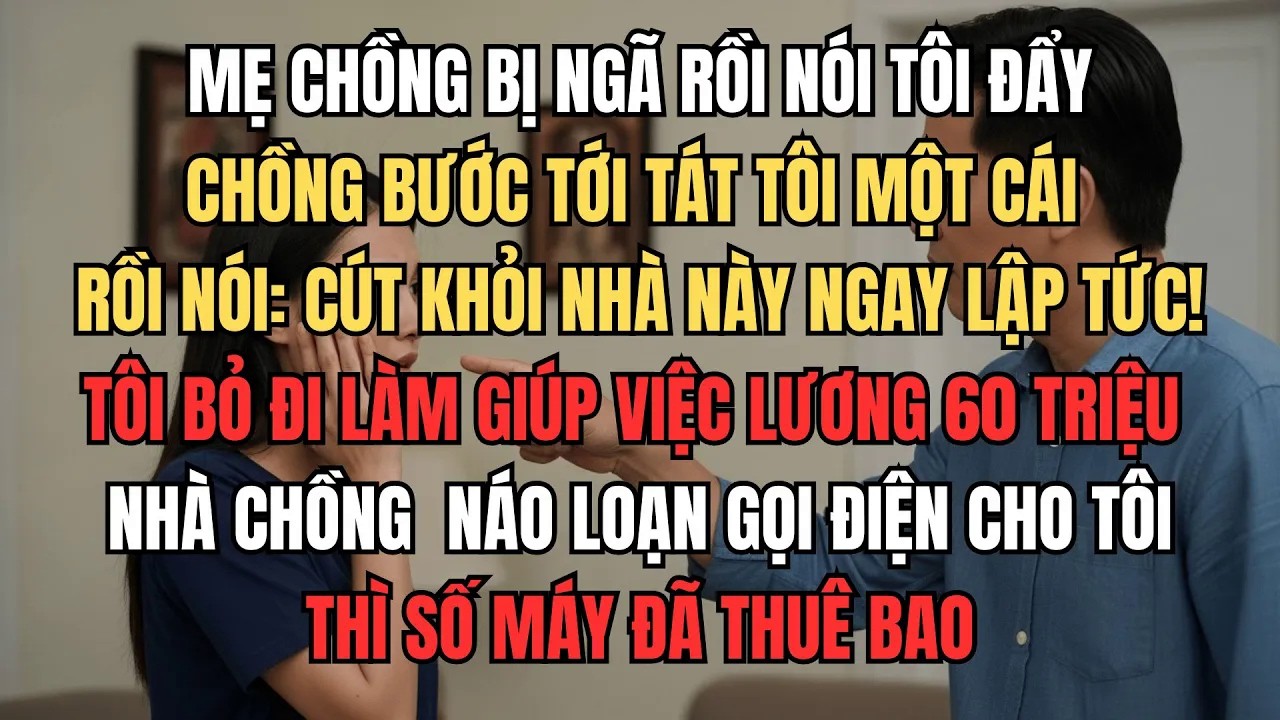 Mẹ Chồng Bị Ngã Rồi Nói Tôi Đẩy. Chồng Tát Tôi Rồi Nói： ＂Cút Khỏi Nhà Này Ngay Lập Tức!＂ Sau Đó Tôi