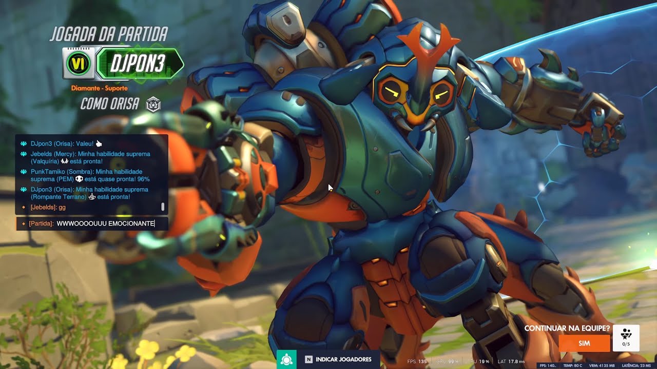 ORISA QP 938 FUI JOGADO NO MEIO DE UMA PARTIDA, SE QUE DEU BOM? 