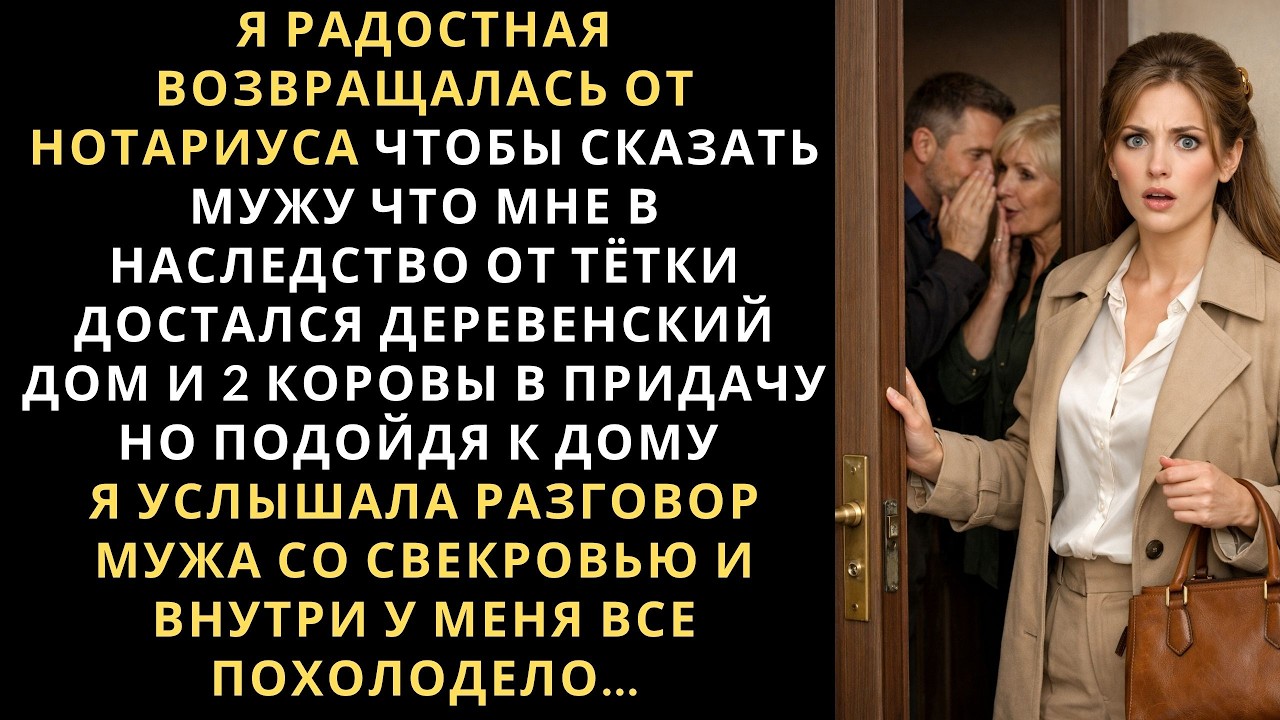 Я радостная возвращалась от нотариуса, чтобы сказать мужу что мне в наследство от тётки достался