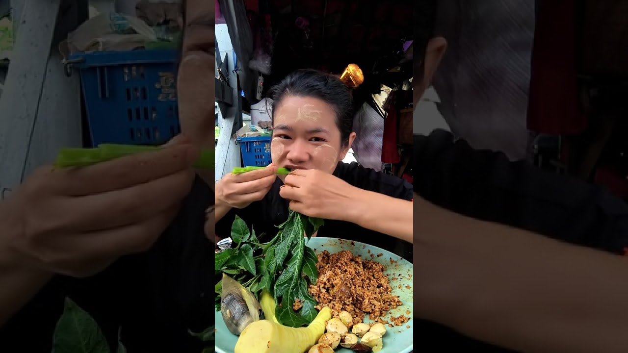စားကြပါအုံးရှင့်🥵🥵🥵 ထမင်းကို ငပိထောင်နဲ့နယ်ပြီး အတို့အစုံနဲ့စားမယ် ပအိုးဝ်မ