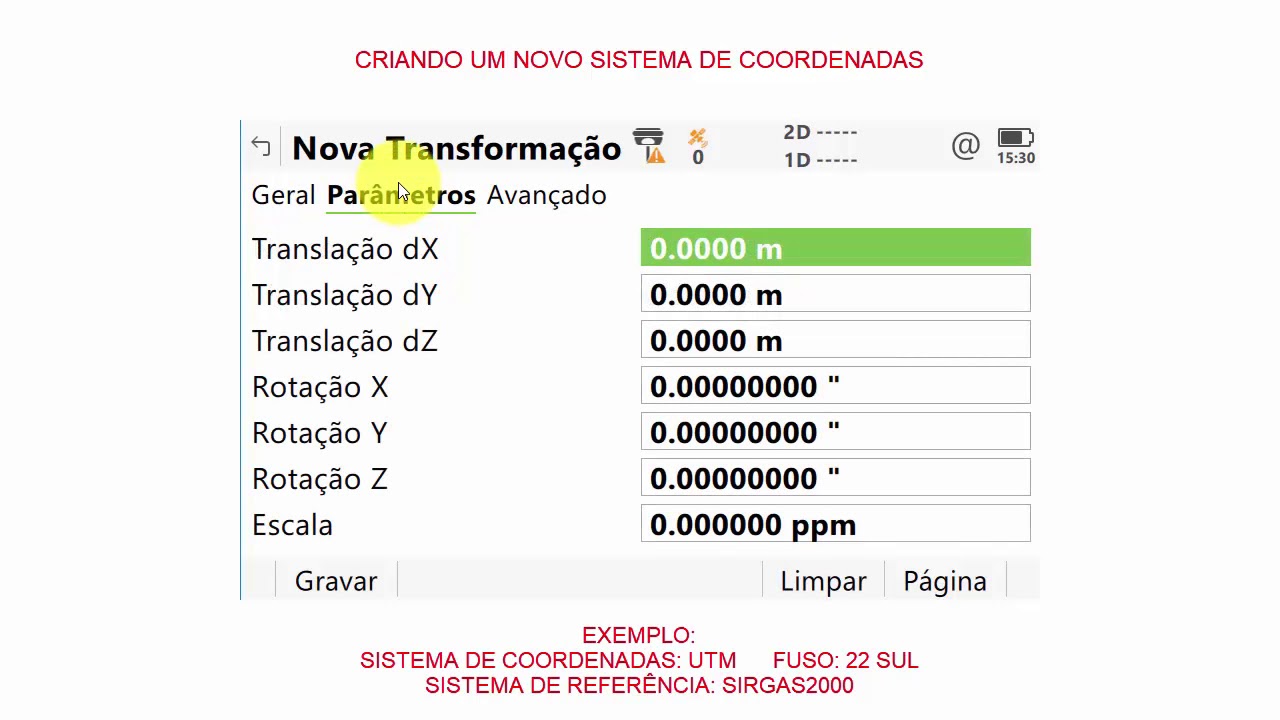 Criar um novo sistema de coordenadas na controladora Leica CS20 - GS15, GS16 e/ou GS18T
