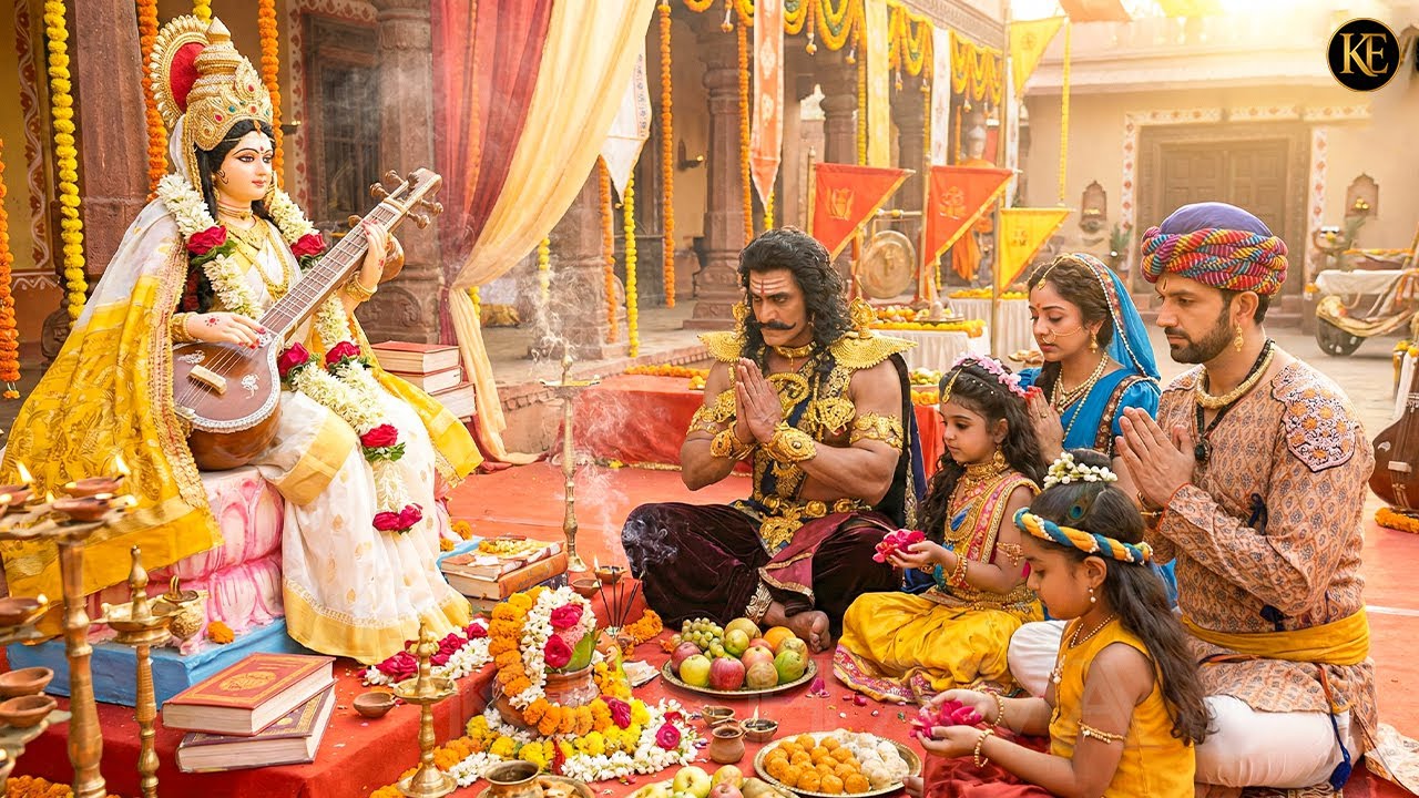 बसंत पंचमी पर बाल कान्हा, राधा, मैया और कंस संग माँ सरस्वती की पूजा || YMKN  || Shree Krishan leela