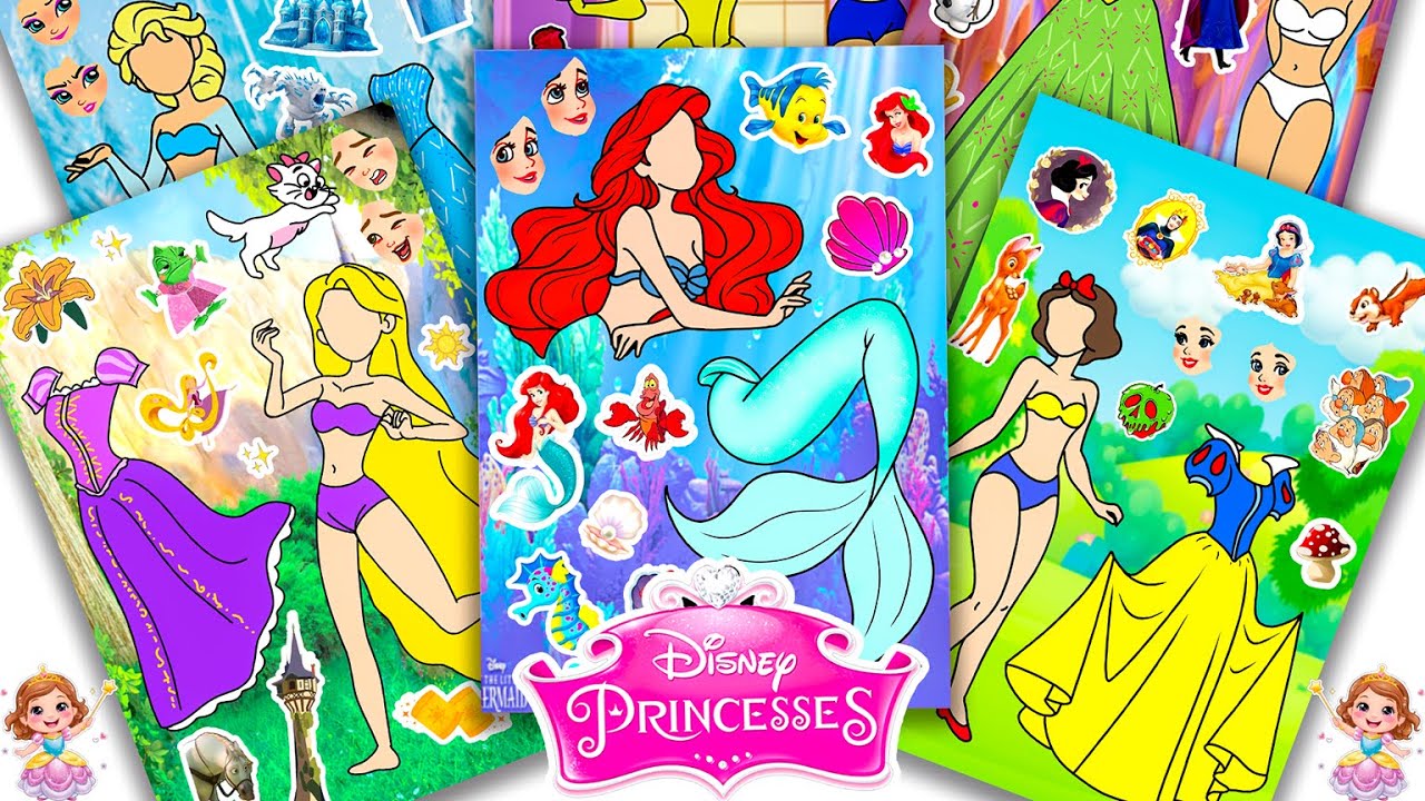 [PAPER DIY] Sticker Disney Princess 👑 Ariel, Snow White, Rapunzel | Buku Stiker Putri Cantik #118