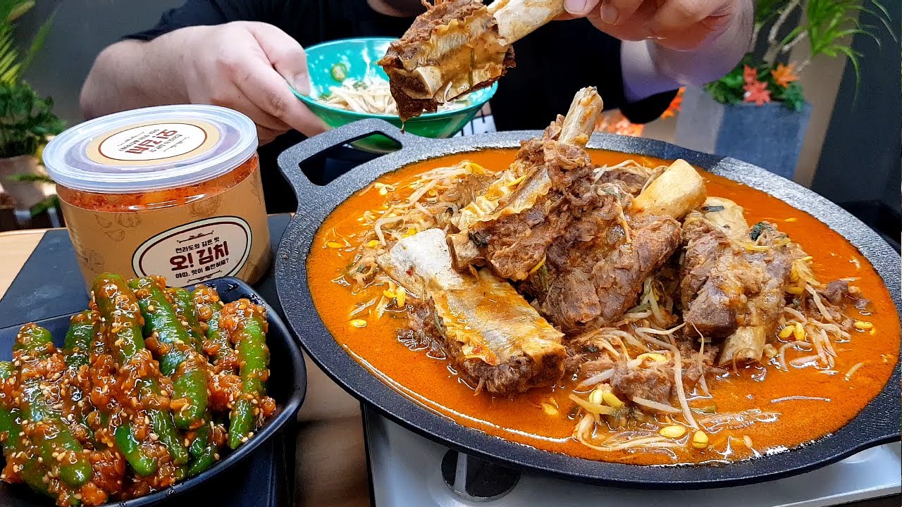 얼큰한 물갈비 한가득에 양념땡초+깍두기+쌀밥 한식요리먹방 MUKBANG