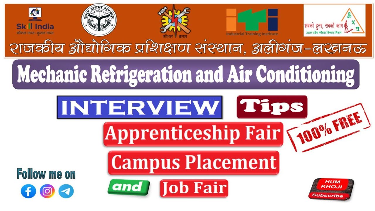 Mechanic RAC  Interview Questions Answers in HINDI for Placement Apprentice and job Fair in ITI