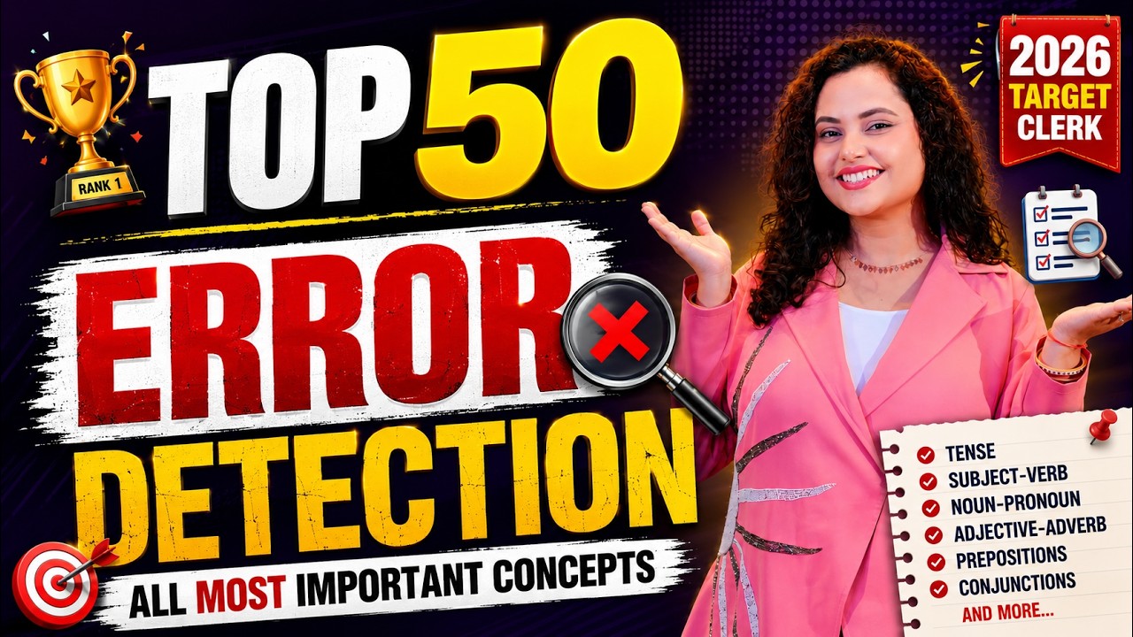 IBPS Clerk & SBI Clerk English Classes 2026 | Top 50 Most Important Questions | Error Detection