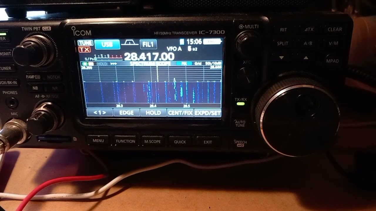 CQ10m IC-7300 & 5/8th silver rod to states VA FL & TX (not AZ) plus a Brazil. Hard work but fun.