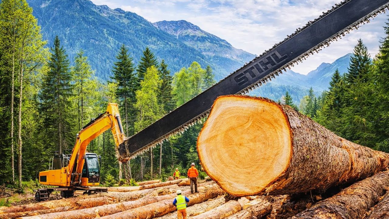Extreme Firewood Processing Machines | Giant Chainsaws & High-Risk Timber Power