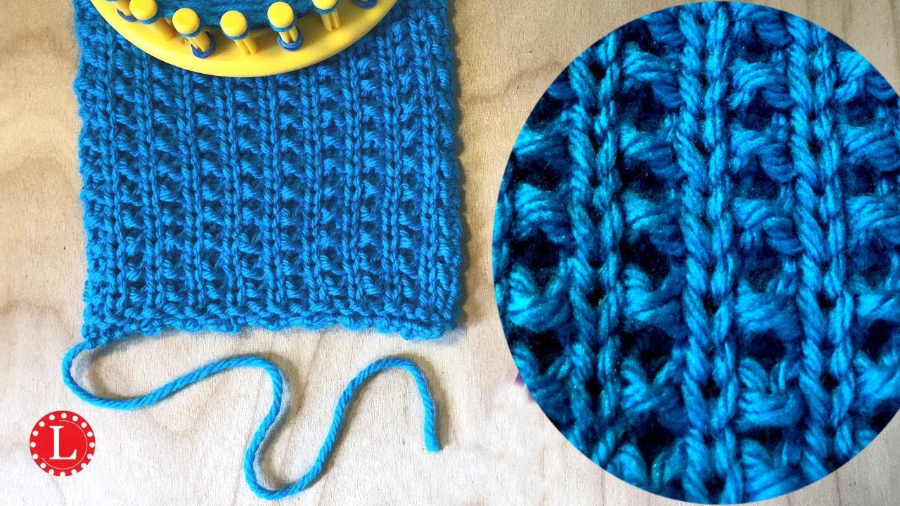 Loom Knitting Stitches Basket Rib aka Speckled Slip Stitch | Loomahat