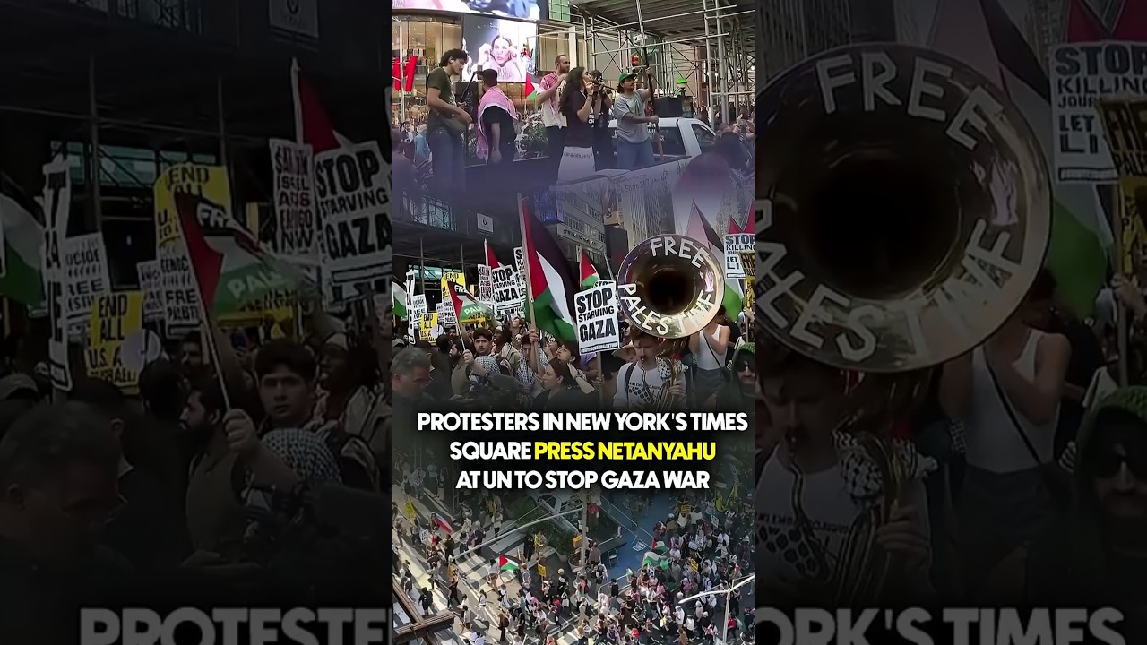 Protesters in New York's Times Square press Netanyahu at UN to stop Gaza war | Geo News English