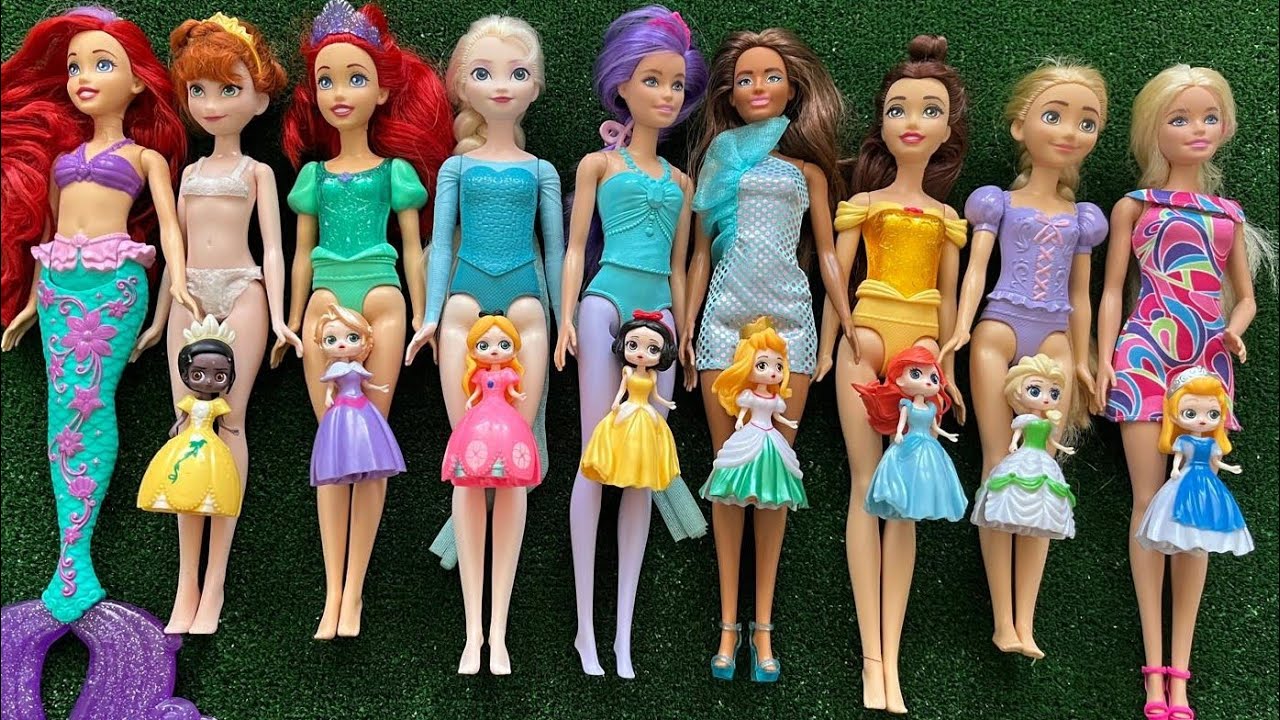 ASMR Most Popular Disney Princess Mattel Dolls   lots of colorful rainbow Dresses   unpacking toys